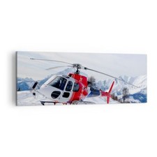 Quadro su Tela 140x50cm Elicottero montagne picco inverno Stampe Immagini Murale