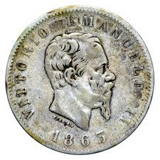 Italia 1 lira 1863 T Stemma