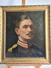 Quadro ritratto ad olio su tela di un ufficiale prussiano dei primi del '900