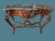 CONSOLE IN PALISSANDRO PIANO MARMO NERO CARLO X XIX SECOLO RESTAURATA