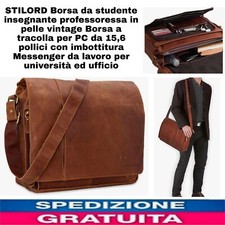 STILORD Borsa da studente insegnante professoressa in pelle vintage A Tracolla 