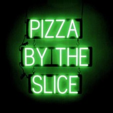 Insegna SpellBrite PIZZA ALLA FETTA | Insegna al neon Look, Luce LED | 22,4" x 23,8"