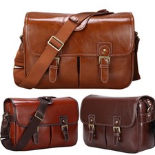 Borsa a tracolla fotocamera DSLR vintage impermeabile in pelle PU borsa messenger + partizione