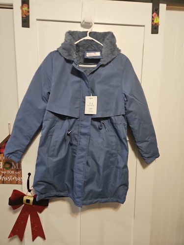 Cappotto blu con - , cappuccio