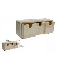 Porta Oggetti Mini Cassettiera 3 Cassetti Legno Naturale Decoupage 53387a