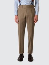 Pantalone su misura Tasmania beige LUSSO 46 IT 32-33 US 450$ tessuto Ariston