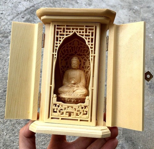 Statua buddha sakyamuni legno - statua,