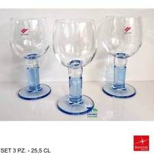 SET 3 PZ CALICE ACQUA THEMA 25,5 CL IN VETRO CON GAMBO COLORATO AZZURRO