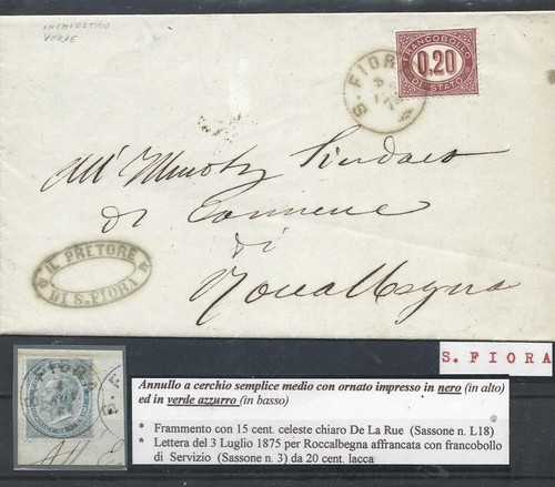 1875 20c servizio busta - 20c, su