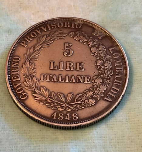 Moneta argento lire 1848 - moneta,
