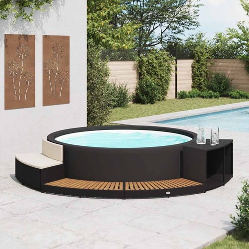 Bordo spa nero polyrattan e - spa, in
