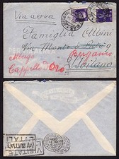 STORIA POSTALE Guerra Spagna 1938 Lettera PA da UPS 10 a Milano poi Bergamo (CS)