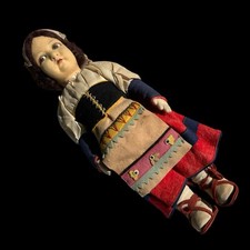 Bambola Lenci italiana in feltro antico vintage con mohair (?) panini