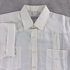 Camicia Ramon Puig uomo taglia media bianca lino cotone manica corta guayabera