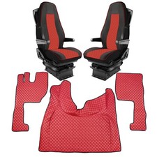 Truck Set 1+1 Coprisedili + Tappetini per Volvo FH Euro 6 Automatico Rosso LUX