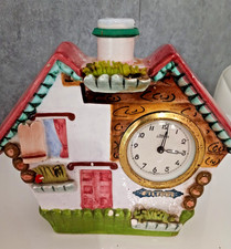 RARA BOTTIGLIA IN CERAMICA CORONETTI CUNARDO LIQUORE VUOTA CON OROLOGIO VINTAGE