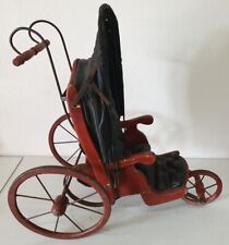 Grande Carrozzina triciclo per bambole fine 1800 legno ferro da vetrina museo