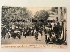 Cartolina Antica RECOARO VIALE REGIE FONTI Bella Animata Cavalli Carrozza