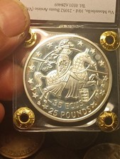 Moneta 35 ECUS 25 Pound Periziata 28,8 Gr Argento 925 Gibilterra  Gran bretagna 