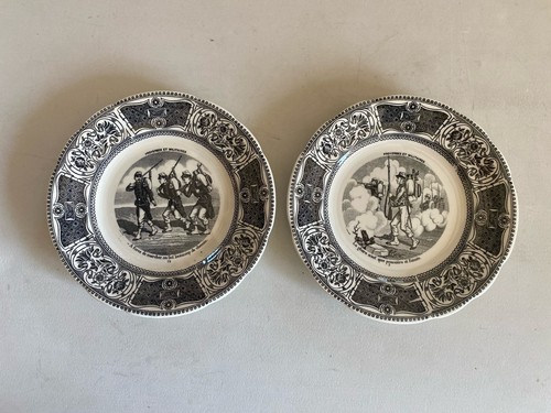 Pair antique ceramic dishes - antique,