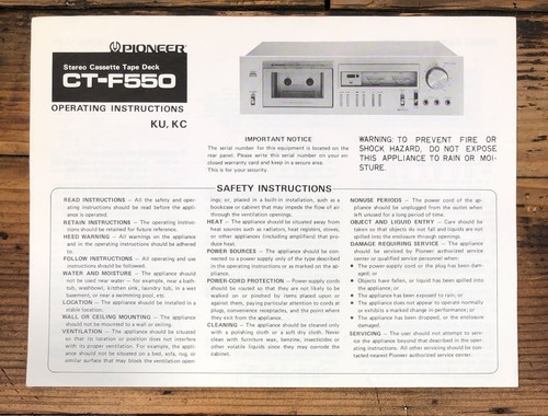 Pioneer f550 proprietario - ct-f550,