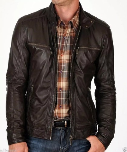 Giacca pelle uomo marrone - , slim