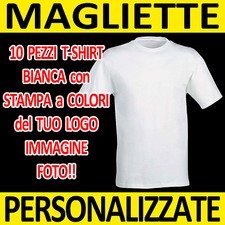 10 MAGLIETTE T-SHIRT BIANCA CON STAMPA A COLORI PERSONALIZZATE - LOGO - FOTO!!