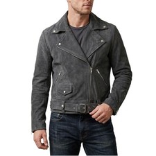 Giacca biker uomo grigia vera