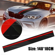 1x Adesivo Universale Auto Rally Racing Strisce Cappuccio Anteriore Fibra di Carbonio Decalcomania Wrap