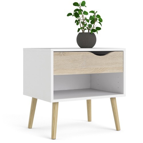 Comodino bianco cassetto - bianco,