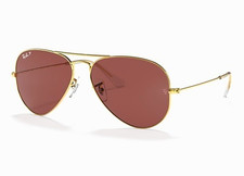Occhiali da sole Ray Ban grandi metallo RB3025 9196AF 55-14 oro viola polarizzati