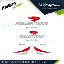 Kit completo 4 adesivi camper ROLLER TEAM, loghi stickers carvan