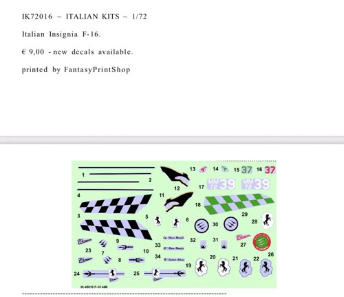72 decals italian - f-16, 1/72