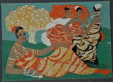 FIUME Salvatore "Somale in festa" Serigrafia su broccato originale, firmata