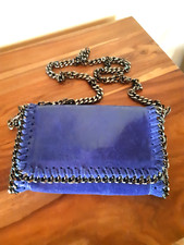 Tracolla Genuine Leather borsa pochette in vera pelle bluette, con catena