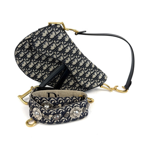 Dior saddle bag navy beige - saddle, navy/beige