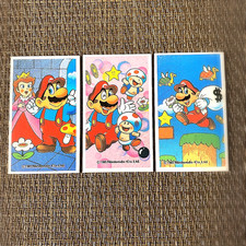 Lotto 3 carte rettangolari vintage Super Mario Bros Menko gioco retrò Nintendo Japan