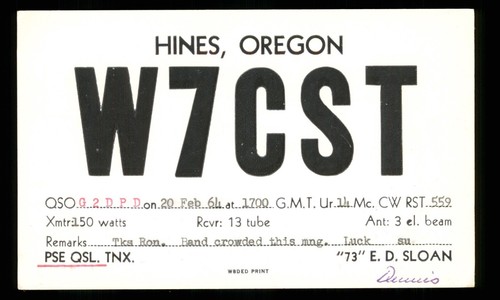 Qsl card radio usa w7cst - x,