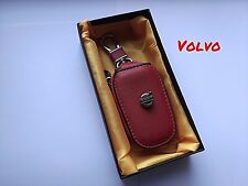 Portachiavi in Cuoio TOP QUALITY ROSSO Bordo Nero Logo VOLVO SCATOLA REGALO