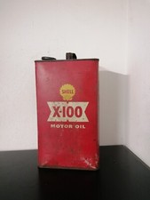 Latta Olio Shell X-100 Motor Oil Vintage Pubblicitario Auto Moto D'Epoca...