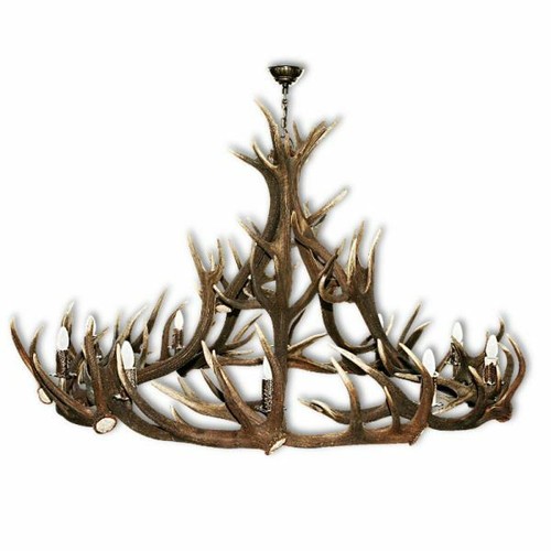 Lampadario con vere corna - , di