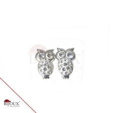 Orecchini Argento 925  Gufo Con Brillantini  Donna Ragazze 