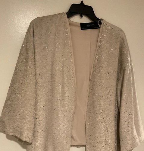 Canotta zara paillettes crema - zara,