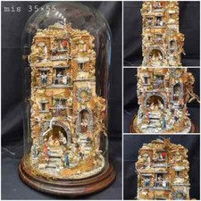 Presepe napoletano in Campana di vetro presepi natale natalizio H.55x35 con luci