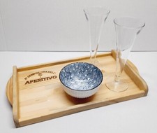 HAND MADE - IDEA REGALO -SET APERITIVO - VASSOIO ARTIGIANALE IN LEGNO