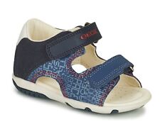 Sandali Geox Elba doppio strappo pelle blu, avio e rosso