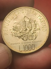Repubblica San Marino Moneta Commemorativa 1000 Lire Leone Tolstoj 1978 Argento 