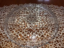 Vassoio vintage vetro pesante porta torta