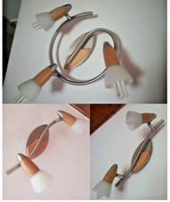 3 APPLIQUE Marena Lindby- plafoniere faretti orientabili in legno, vetro satin