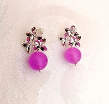 Orecchini 3 fiori calcedonio